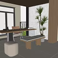 Serene Modern Tea Room Interior With Wooden Table Comfortable Chairs And Natural Light