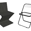 Stylish Single Chairs With Wooden Z Shaped Design And Metal Frame Transparent Seat