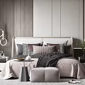 Modern Neutral Bedroom Interior Design With Decorative Pendant Lights Nightstands And Soft Rug