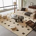 Quiet Chinese and ancient style sofa tea table combination multi-person sofa leisure chair floor lamp ornaments 3d model