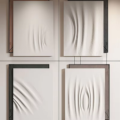 Modern Textured Wall Decor With Wavy Patterns And Frame Designs For Interior 3d model