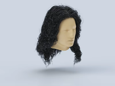 Realistic Game Movie Character With Long Black Curly Hair Wig Design 3d model