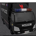 Special Police Equipment Support Vehicle With Blue Red Emergency Lights And Markings