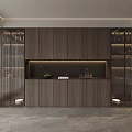 Modern Wine Cabinet Design With Wooden Frame Glass Doors And LED Lighting