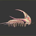 Pink Intricate Creature With Sharp Spikes And Dark Background Reflection Details 3d model