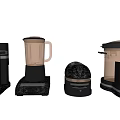 Sleek Modern Kitchen Appliances Featuring Coffee Maker Blender And Juicer 3d model