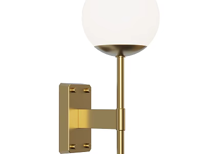 Modern Brass Wall Lamp With White Globe Shade Wall Mounted Home Decor 3d model