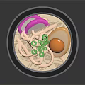 Delicious Ramen Noodles In Blue And White Patterned Bowl With Soft Boiled Egg Green Onions