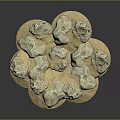 Irregularly Shaped Stone Pieces on Circular Wooden Base Natural Design