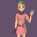 Cartoon Character With Green Hair Pink BUIMA Dress Purple Scarf And Waving Hand