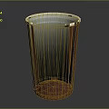 Red Ribbed Trash Can With White Rim On Dark Background Design 3d model