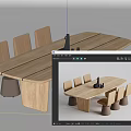 Wooden Oval Shaped Dining Table Set With Six Chairs Brown Legs And Decorative Items