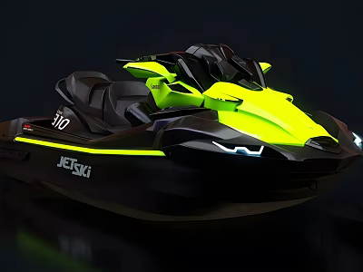 Black and Yellow JETTAK 310 Jet Ski With Modern Sleek Exterior Design 3d model