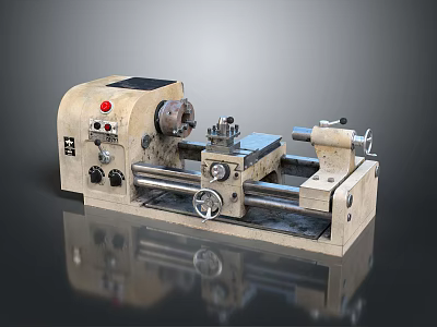 Industrial Metalworking Lathe Machine With Headstock Tool Rest Bed And Control Panel 3d model