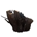 Rustic Wooden Stone Structure Featuring Stacked Tree Stumps And Natural Texture 3d model