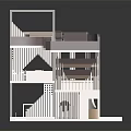Modern Architectural Model Featuring Staircases Platforms And Open Multi Level Structure