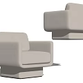 Modern Single Sofa With Light Beige Fabric Upholstery And Square Armrest Design