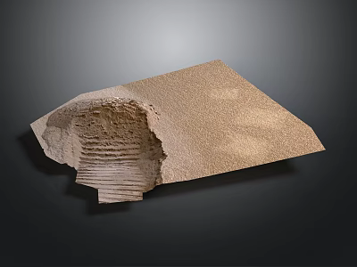 Ancient Broken Stone Tablet With Textured Surface And Layered Structure On Dark Background 3d model