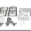 Architectural 3D Model Wireframe Design With Structural Grid And Building Layout