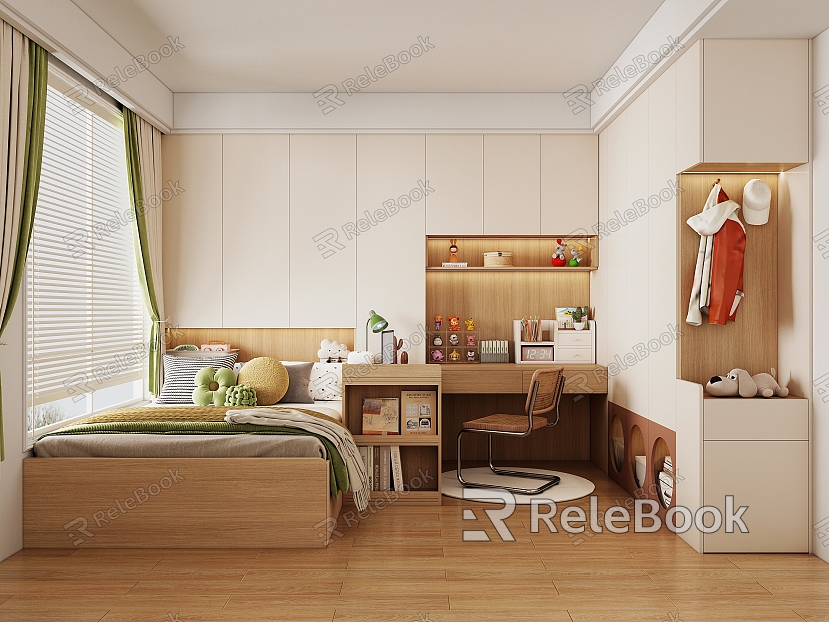 Log Tatami Bedroom Study Children's Room Boy's Room model