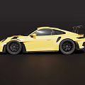 Yellow Porsche High Performance Sports Car with Rear Spoiler Black Wheels Aerodynamic Design