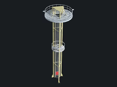 Industrial Equipment Tall Metal Tower Structure With Platforms And Ladder Access 3d model