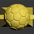 Golden Trophy Shaped Furniture Decor With Soccer Ball Design And Badge