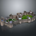 Detailed Medieval Castle 3D Model With Towers Walls And Green Courtyard