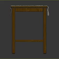 Wooden Two Tier Side Table With Patterned Tablecloth And Lower Shelf