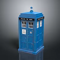 Blue Police Box With Top Light Police Telephone Sign And Windows