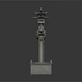 Traditional Ancient Chinese Architecture With Stone Pillars Memorial Archway And Small Bridge