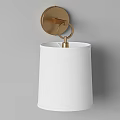 Modern Gold Wall Lamp With Circular Metal Bracket White Fabric Shade For Home Decor