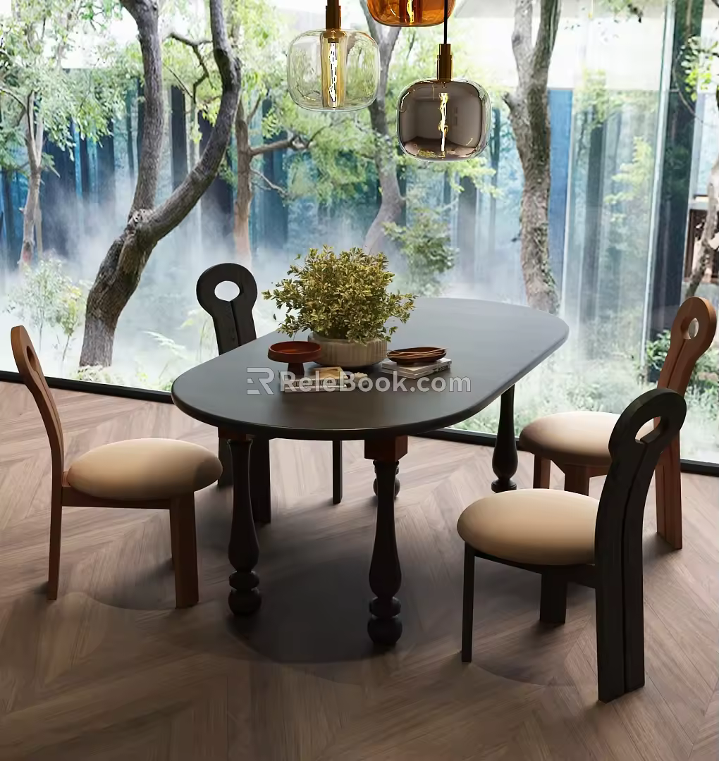 Modern Middle Ancient Dining Table and Chair Combination French Middle Ancient Dining Table and Chair Combination French Vintage Dining Table and Chair Combination French 3d model
