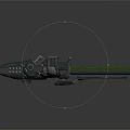 Heavy Futuristic Weapon With Mechanical Structure Green Bullet Chain And Metallic Barrel