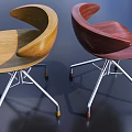Comfortable Wooden Leisure Chairs With Curved Design Two Tone Colors And Metal Legs