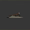 Realistic Lizard Decorative Figurine On Hexagonal Platform With Green Plants And Log