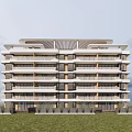 Modern residential building stacked three 3d model
