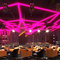 Modern Bar Interior With Pink Neon Lights Large Screen And Seating 3d model