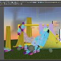 Photo Check-in Spot Featuring Yellow Curtains Flowers Green Grass Blue Orange Sky Frame Spheres Mailbox