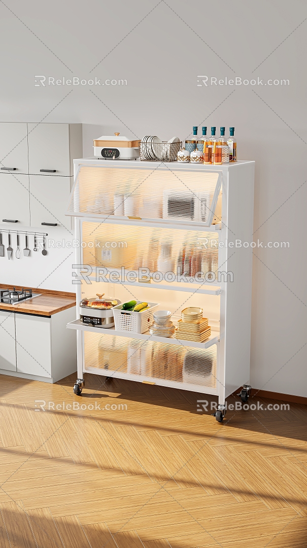 Storage Rack Kitchen Storage Rack Kitchen Appliances White Metal Cabinet Kitchen Ornaments Kitchen Utensils Coffee model