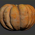 Fresh Orange Pumpkin With Smooth Texture On Dark Reflective Background 3d model