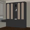 Modern Black Bookcase With Rattan Doors Open Shelves Lighting And Embedded Design