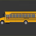 Yellow School Bus With Windows And Reflective Surface On Dark Background 3d model