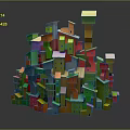 Colorful Small House Models Stacked Together With Vibrant Colors And Various Shapes