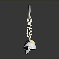 Stylish Fashion Accessory Keychain With Pearl Chain Blue Gemstone And Silver Helmet Pendants