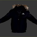 Columbia Dark Blue Jacket With Fur Collar And Warm Pockets Design
