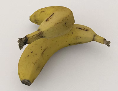 Ripe Yellow Bananas With Natural Brown Spots On Clean White Background 3d model