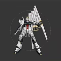 White Gundam Robot Figure With Multiple Weapons And Wing Like Equipment In Standing Stance