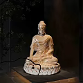 Elegant Buddhist Shrine Cabinet Display With Serene Buddha Statue On Lotus Pedestal