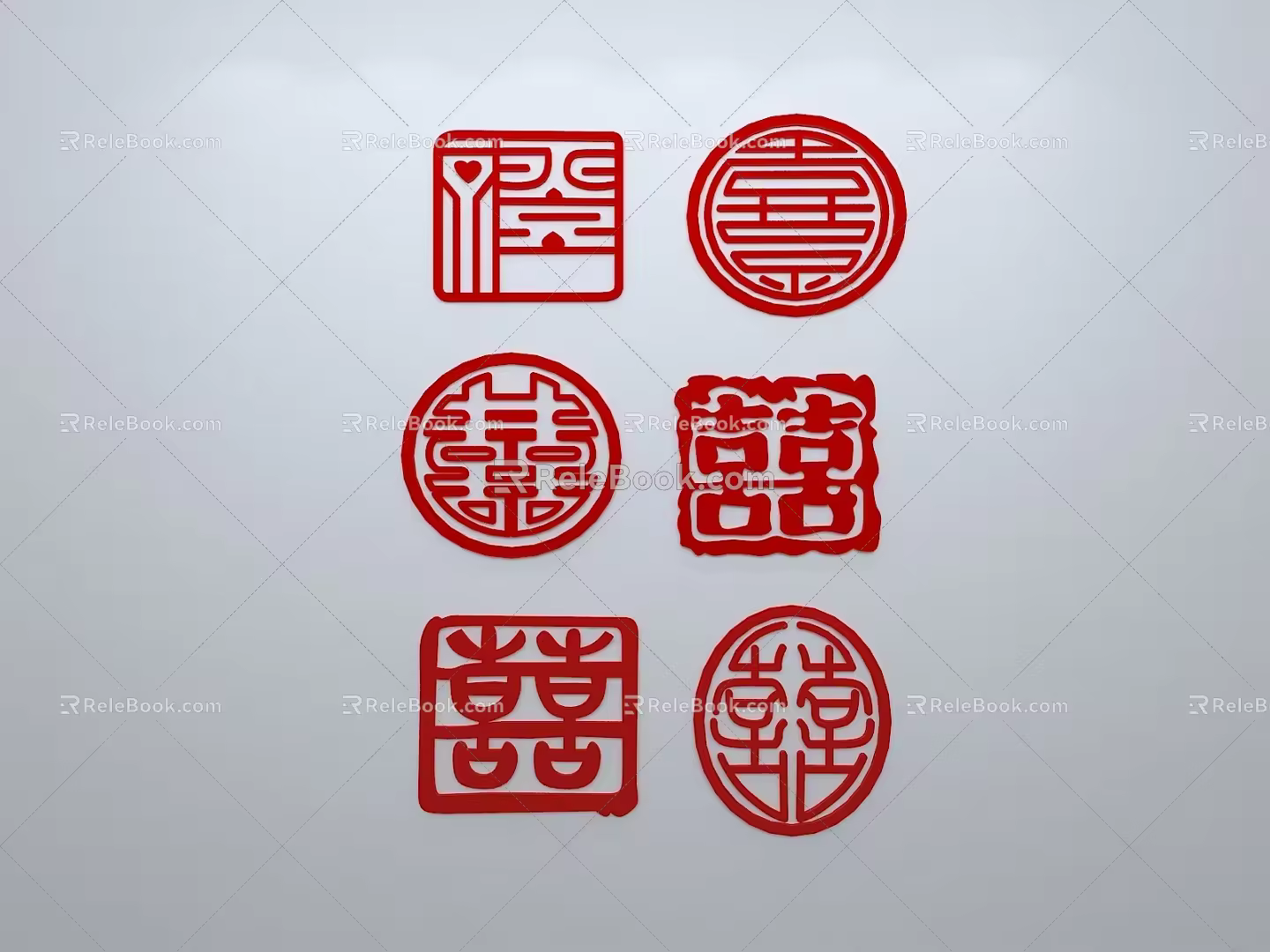 Chinese-style window grilles silhouette pane window sill border openwork window 3d model